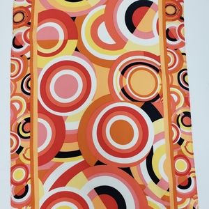 Vintage Adrienne Landau Studio Silk Scarf Mod Print Circles Orange Black…